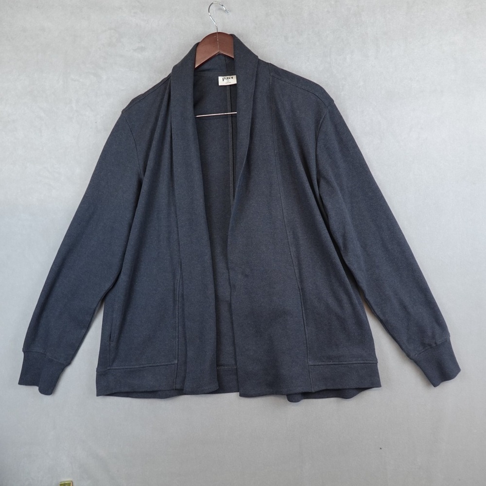 Pact Cardigan Womens Small Gray Open Front 100% Organic Cotton